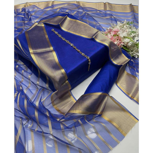 Kamal - 3PC Kattan Silk Suit -Royal Blue