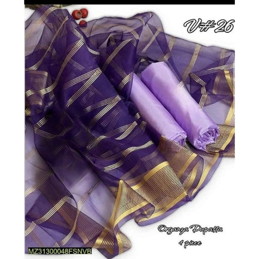 Kamal - 3PC Kattan Silk Suit -Jamni W Plam D