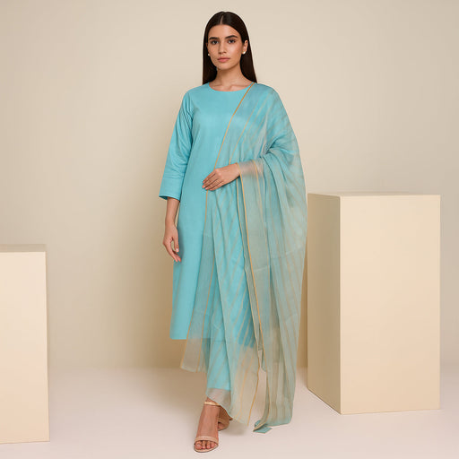 Kamal - 3PC Kattan Silk Suit -AquaWAD