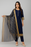 Kamal - 3PC Kattan Silk Suit - Navy