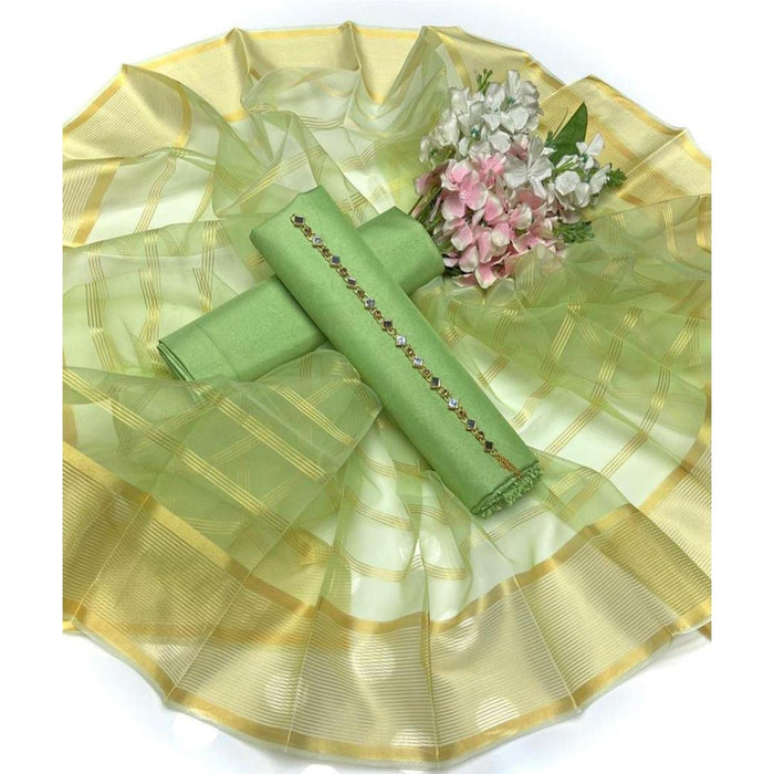 Kamal - 3PC Kattan Silk Suit -Pista