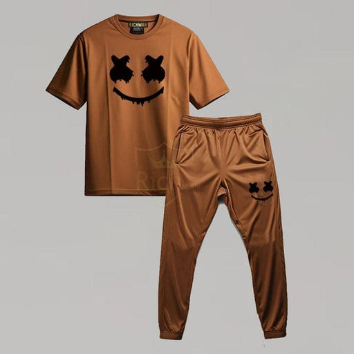 Mens 2pc Micro Printed Premium Tracksuit – Smile Face Edition (Trouser + Shirt)