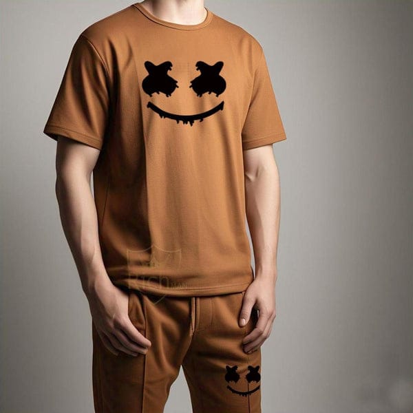 Mens 2pc Micro Printed Premium Tracksuit – Smile Face Edition (Trouser + Shirt)